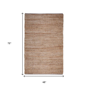 Homeroots 4' Natural Jute Hand Woven Area Rug - Unique Artisanal Design, Soft Texture, Versatile Décor Accent  Jute 557134