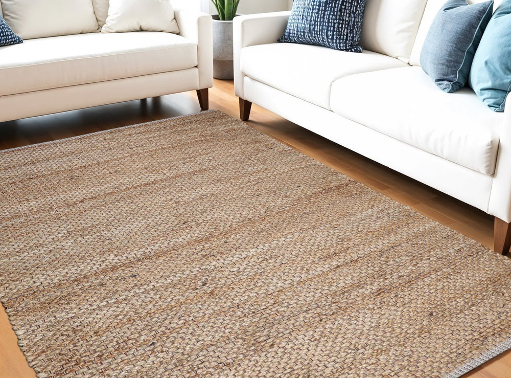 Homeroots 5' Natural Jute Hand Woven Area Rug - Unique Artisan Craftsmanship For Warmth & Style In Any Space  Jute 557135