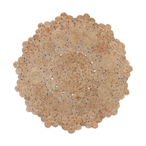 Homeroots 4' Natural Jute Geometric Hand Braided Round Rug - Elegant Design For Home Décor & Style Enhancement  Jute 557140