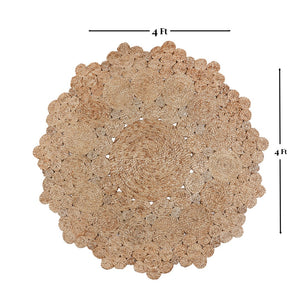 Homeroots 4' Natural Jute Geometric Hand Braided Round Rug - Elegant Design For Home Décor & Style Enhancement  Jute 557140