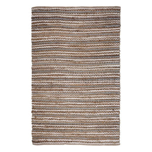 Homeroots 4' Jute Striped Area Rug - Hand Woven Brown, White & Gray Design For Cozy & Stylish Spaces  Jute 557141