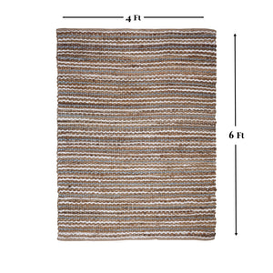 Homeroots 4' Jute Striped Area Rug - Hand Woven Brown, White & Gray Design For Cozy & Stylish Spaces  Jute 557141