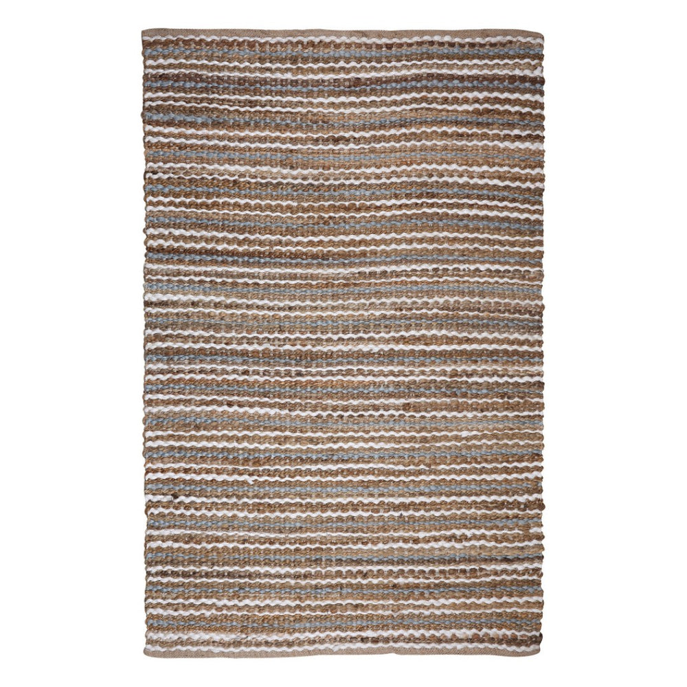 HomeRoots 8' X 10' Striped Handmade Area Rug – Versatile Brown and White Design for Indoor & Outdoor Spaces 557143