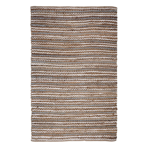 HomeRoots 8' X 10' Striped Handmade Area Rug – Versatile Brown and White Design for Indoor & Outdoor Spaces 557143