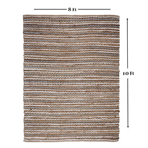 Homeroots 8' Brown And White Striped Handmade Area Rug – Unique Indoor/Outdoor Design For Cozy Spaces!  Jute 557143
