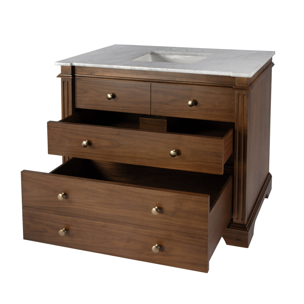 Butler Specialty Rachelle Bathroom Vanity Set: Exquisite Carrera Marble Top & Elegant Design For Modern Spaces Brown Mdf,Acacia,Acacia Veneer,Ceramic,Carrara Marble 5571489-butler