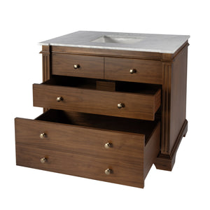 Butler Specialty Rachelle Bathroom Vanity Set: Exquisite Carrera Marble Top & Elegant Design For Modern Spaces Brown Mdf,Acacia,Acacia Veneer,Ceramic,Carrara Marble 5571489-butler