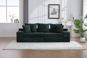 English Elm Oversized Corduroy Cloud Couch Convertible Sleeper Sofa with Memory Foam Seating Emerald W395S00120