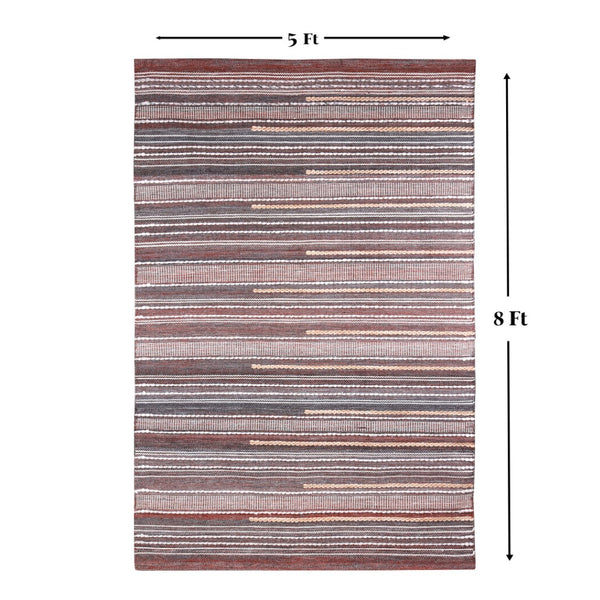 Homeroots 5' Brown Geometric Hand Woven Area Rug - Stylish, Stain Resistant & Unique Decor For Any Space!  Polyester 557168