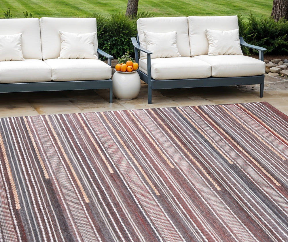 Homeroots 8' X 10' Brown Geometric Hand Woven Area Rug - Unique Design, Stain Resistant, Perfect For Homes!  Polyester 557169