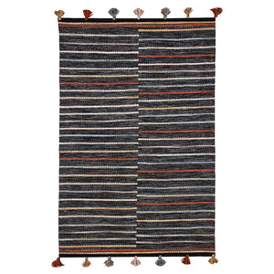 HomeRoots 4' Gray and Orange Geometric Area Rug – Handwoven, Durable, Stain-Resistant, Indoor/Outdoor Use 557171