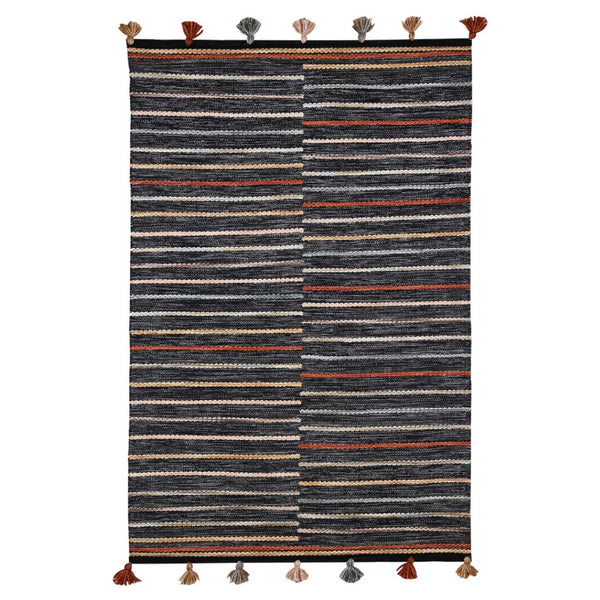 HomeRoots 4' Gray and Orange Geometric Area Rug – Handwoven, Durable, Stain-Resistant, Indoor/Outdoor Use 557171