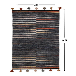 Homeroots 4' X 6' Stunning Gray & Orange Geometric Handmade Area Rug - Stain Resistant For Indoor & Outdoor Use  Polyester 557171
