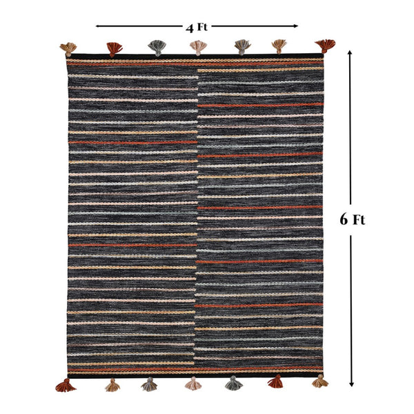 Homeroots 4' X 6' Stunning Gray & Orange Geometric Handmade Area Rug - Stain Resistant For Indoor & Outdoor Use  Polyester 557171