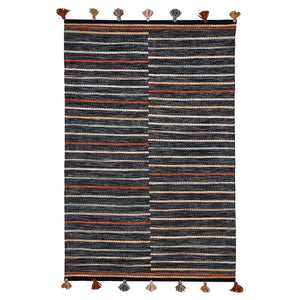 Homeroots 5' Gray And Orange Geometric Hand Woven Area Rug – Stylish, Stain Resistant, Unique Artisan Craftsmanship  Polyester 557172