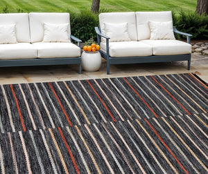 Homeroots 8' X 10' Gray And Orange Hand Woven Area Rug - Stylish Geometric Design, Stain Resistant & Unique!  Polyester 557173