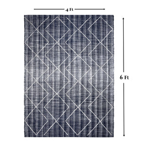 Homeroots 4' X 6' Navy Blue Geometric Hand Woven Area Rug - Stain Resistant, Artisan Crafted, Stylish Accent Piece  Polyester 557175