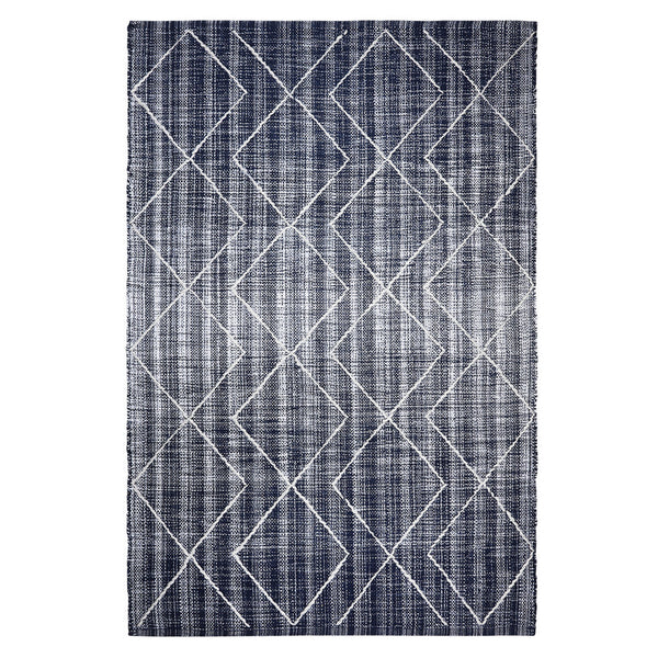 Homeroots 4' X 6' Navy Blue Geometric Hand Woven Area Rug - Stain Resistant, Artisan Crafted, Stylish Accent Piece  Polyester 557175