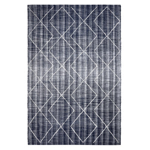 HomeRoots 8' X 10' Navy Blue Geometric Area Rug - Handwoven, Durable, Stain-Resistant for Modern Spaces 557177