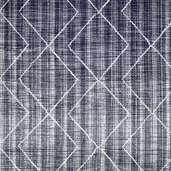 Homeroots 8' X 10' Navy Blue Geometric Hand Woven Area Rug - Unique Artistry For Cozy Spaces, Stain Resistant Design  Polyester 557177