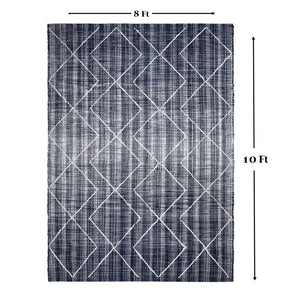 Homeroots 8' X 10' Navy Blue Geometric Hand Woven Area Rug - Unique Artistry For Cozy Spaces, Stain Resistant Design  Polyester 557177