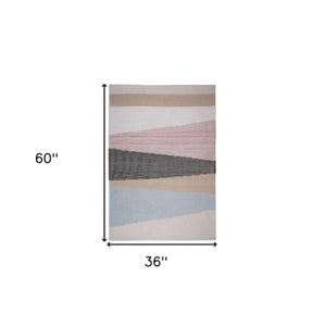 Homeroots 3' Black And Red Geometric Hand Woven Area Rug - Stylish Stain Resistant Indoor Outdoor Accent  Polyester 557178