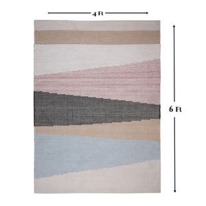 Homeroots 4' Black And Red Geometric Handmade Area Rug - Stylish, Stain-resistant Design For Indoor & Outdoor Use  Polyester 557179