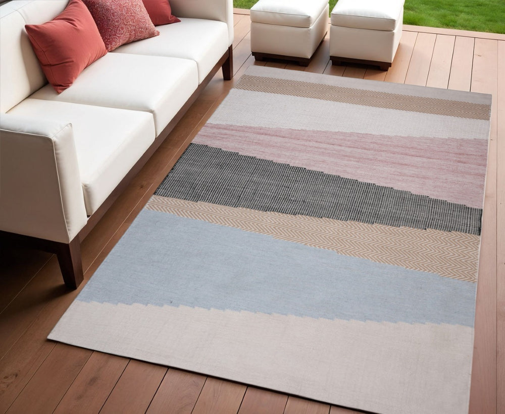 HomeRoots 4' X 6' Black and Red Geometric Area Rug – Handcrafted, Stain-Resistant, Versatile for Indoor & Outdoor Use 557179