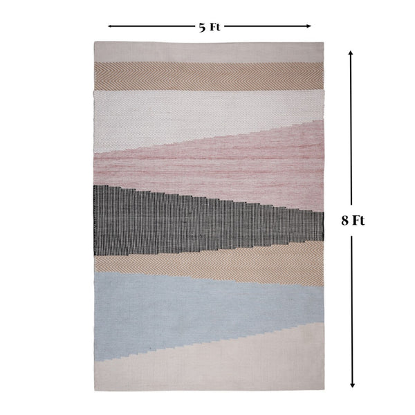 Homeroots 5' Stunning Black And Red Geometric Handmade Area Rug, Stain Resistant For Indoor & Outdoor Use  Polyester 557180