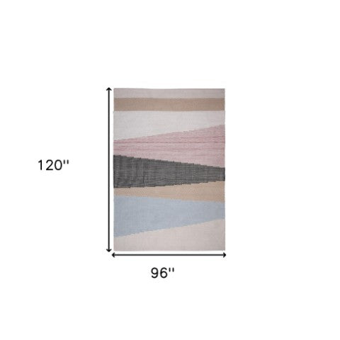 Homeroots 8' X 10' Stunning Black And Red Geometric Hand Woven Area Rug - Stain Resistant, Artisan Crafted Elegance  Polyester 557181