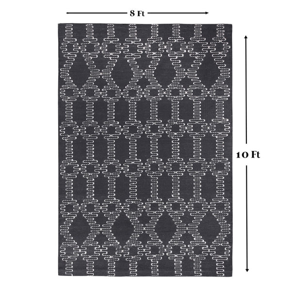 Homeroots 8' X 10' Gray Geometric Hand Woven Area Rug - Stylish, Stain-resistant Addition For Any Home Decor  Polyester 557185