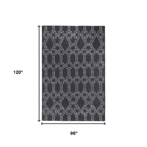 Homeroots 8' X 10' Gray Geometric Hand Woven Area Rug - Stylish, Stain-resistant Addition For Any Home Decor  Polyester 557185