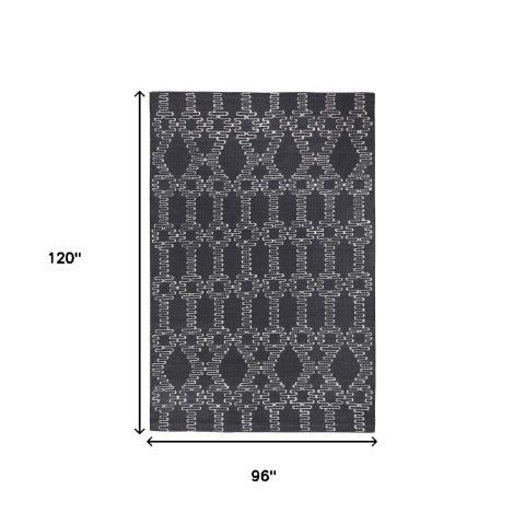 Homeroots 8' X 10' Gray Geometric Hand Woven Area Rug - Stylish, Stain-resistant Addition For Any Home Decor  Polyester 557185