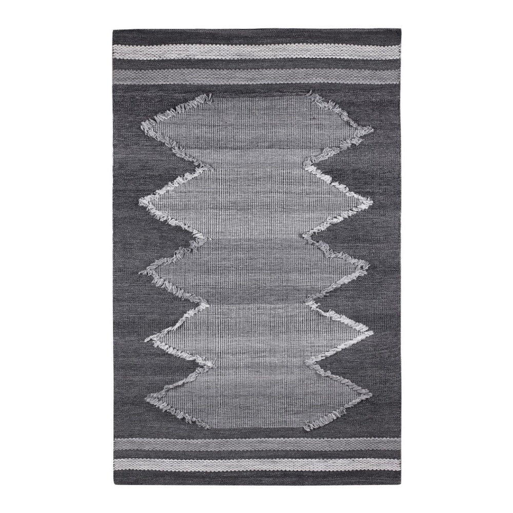 HomeRoots 5' X 8' Gray Geometric Area Rug – Handmade, Durable, Stain-Resistant for Indoor & Outdoor Spaces 557188