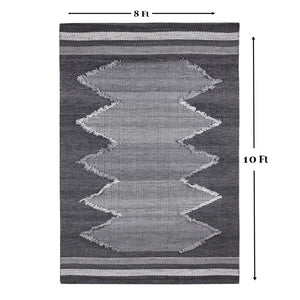 Homeroots 8' X 10' Gray Geometric Hand Woven Area Rug - Stylish, Stain Resistant, Perfect For Indoor & Outdoor Use  Polyester 557189