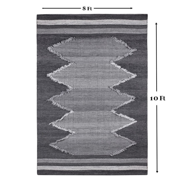 Homeroots 8' X 10' Gray Geometric Hand Woven Area Rug - Stylish, Stain Resistant, Perfect For Indoor & Outdoor Use  Polyester 557189