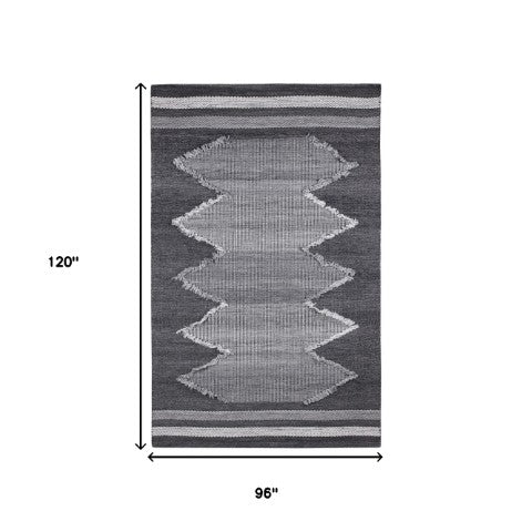 Homeroots 8' X 10' Gray Geometric Hand Woven Area Rug - Stylish, Stain Resistant, Perfect For Indoor & Outdoor Use  Polyester 557189