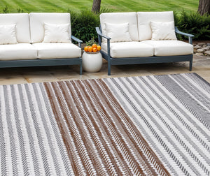 Homeroots 8' X 10' Gray And Brown Geometric Hand Woven Area Rug – Stain Resistant, Artisan Crafted, Unique Design  Polyester 557193