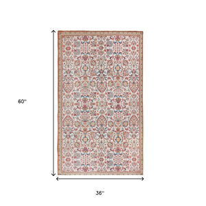 HomeRoots 3' X 5' Black and Red Floral Handmade Area Rug - Durable, Stain-Resistant Design for Indoor/Outdoor Use 557194