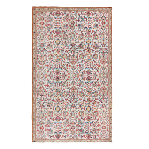 HomeRoots 4' Handmade Black and Red Floral Area Rug – Durable, Stain Resistant, Perfect for Indoor & Outdoor Use 557195