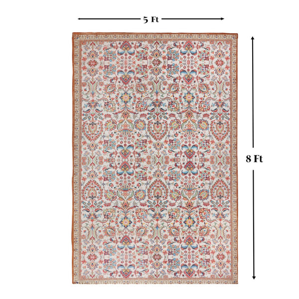 Homeroots 5' X 8' Black And Red Floral Hand Woven Area Rug - Unique, Stain Resistant, Perfect For Any Space!  Polyester 557196