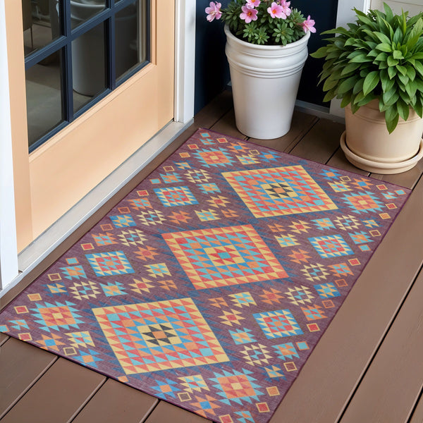 Homeroots 3' Black And Red Geometric Hand Woven Area Rug - Stylish Stain Resistant Indoor Outdoor Accent  Polyester 557198