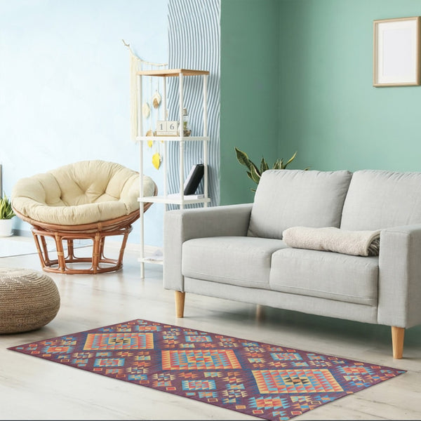 Homeroots 4' Black And Red Geometric Handmade Area Rug - Stylish, Stain-resistant Design For Indoor & Outdoor Use  Polyester 557199