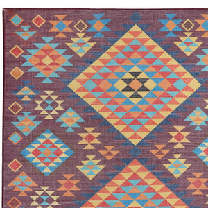 Homeroots 8' X 10' Hand Woven Black And Red Geometric Area Rug - Stain Resistant, Unique Artisan Craftsmanship  Polyester 557201