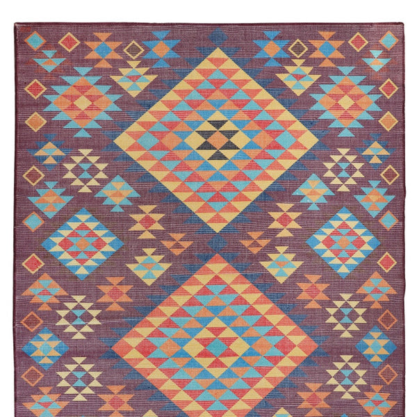 Homeroots 8' X 10' Hand Woven Black And Red Geometric Area Rug - Stain Resistant, Unique Artisan Craftsmanship  Polyester 557201