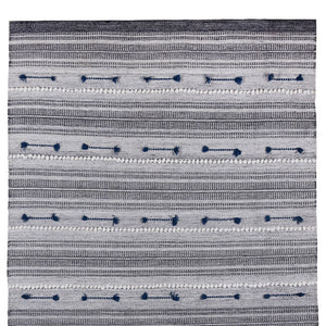 Homeroots 8' Blue Patchwork Hand Woven Area Rug - Stain Resistant, Unique Artisan Design For Stylish Spaces  Polyester 557205