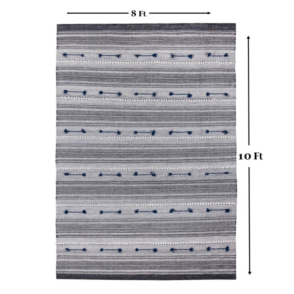 Homeroots 8' Blue Patchwork Hand Woven Area Rug - Stain Resistant, Unique Artisan Design For Stylish Spaces  Polyester 557205