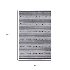 Homeroots 8' Blue Patchwork Hand Woven Area Rug - Stain Resistant, Unique Artisan Design For Stylish Spaces  Polyester 557205