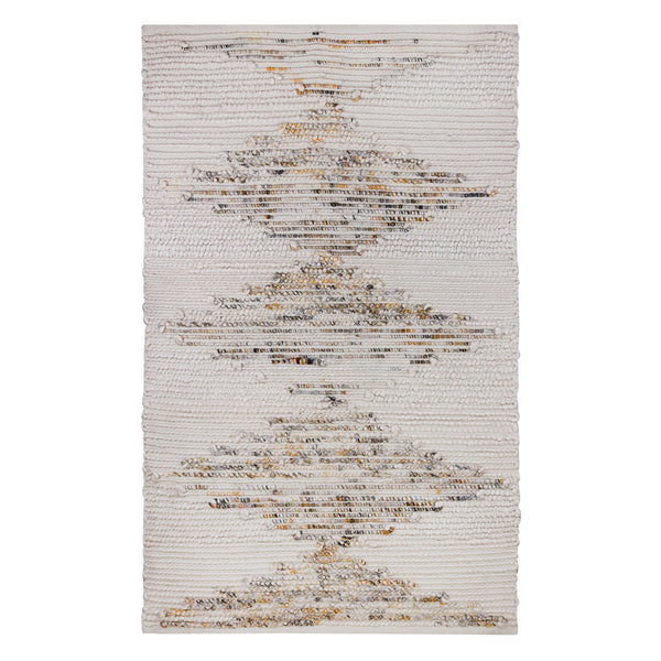 Homeroots 3' X 5' Beige Geometric Hand Woven Area Rug – Unique, Stain Resistant, Perfect For Indoor & Outdoor Use  Polyester 557206