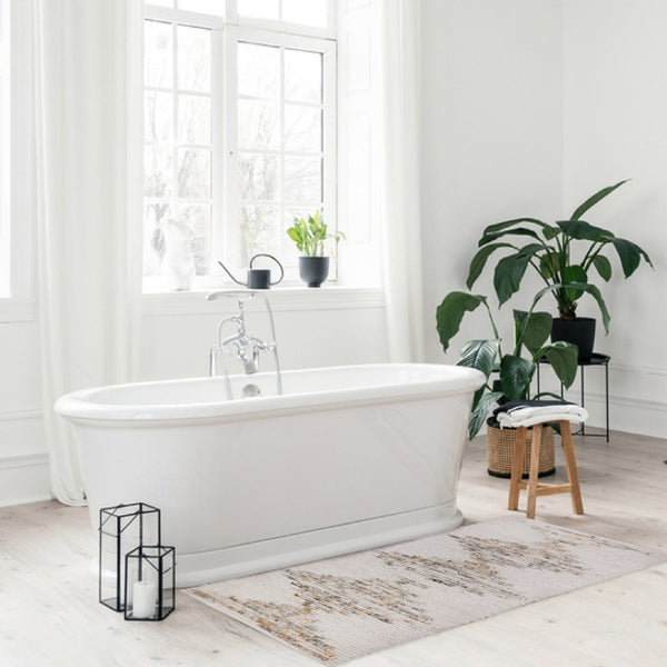 Homeroots 4' X 6' Beige Geometric Handmade Area Rug – Stain-resistant, Unique Design For Indoor & Outdoor Use  Polyester 557207